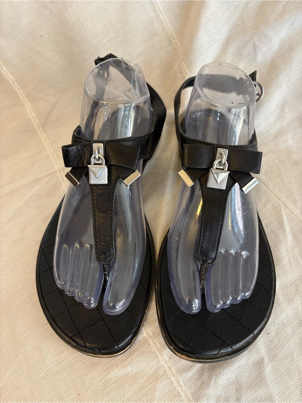 Michael Kors Alice black saffiano leather thong sandals